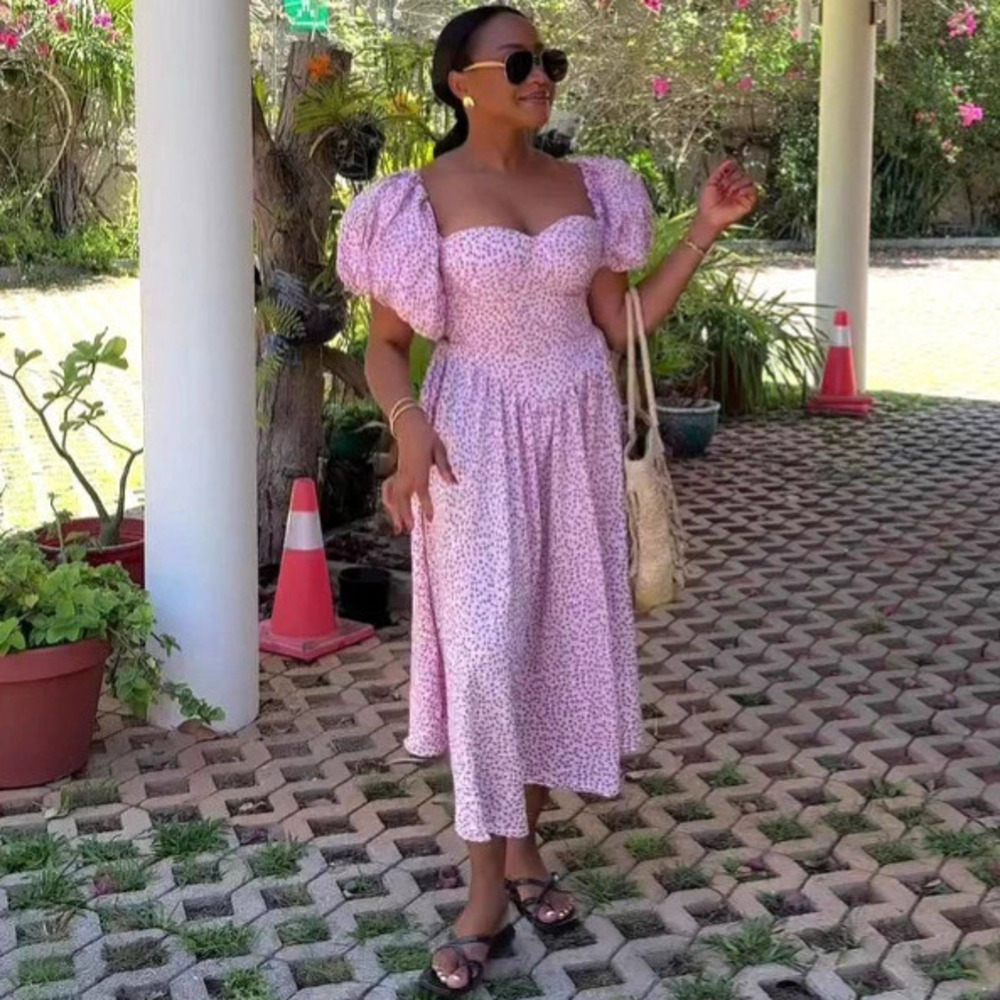 ZARA Elegant Puff Sleeve Off Shoulder African Print Maxi Dress